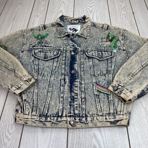 East West By Panda Group Acid Washed‎ Womens Size M Jean Jacket Button Front VTG